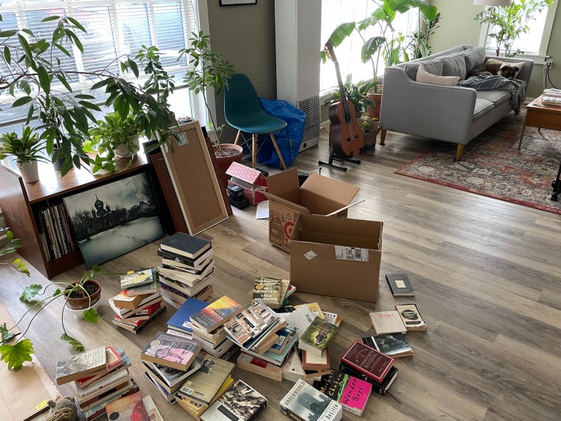 Books on the floor